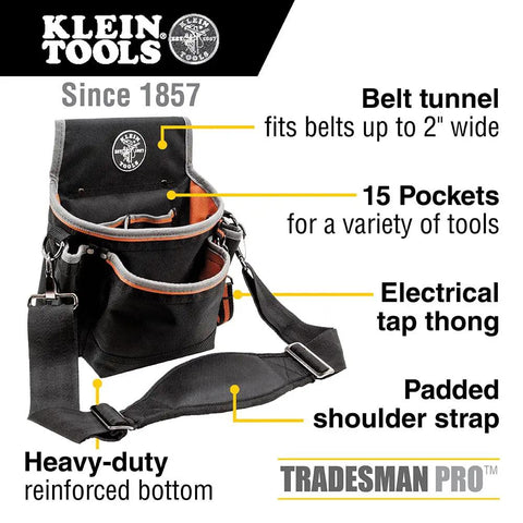 Tradesman Pro Tool Pouch With Padded Shoulder Strap And Reinforced Bottoms 15 Pocket Tool Organizer For Easy Jobsite Carry