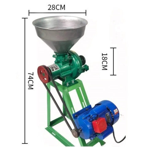 Powerful 1500W Wet And Dry Grain Grinder For Home And Small Biz with dimensions 28CM x 18CM x 74CM, showcasing the machine's design.