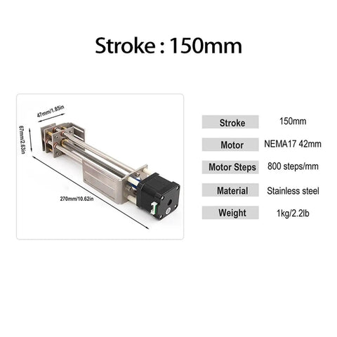 Heavy Duty Cnc Z Axis Slide Table Featuring Butter Smooth Linear Actuator Guide For Diy Milling Machines And Lab Work, 150mm stroke.