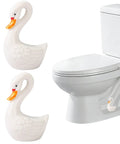 2 Pack Ceramic Swan Toilet Bowl Bolt Caps And Decorative Bird Screw Covers Bathroom Furniture Hardware displayed near white toilet.