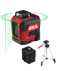 100 Foot Self Leveling Green Cross Line Laser With Rechargeable Battery, 360 Degree Horizontal Projection, Tripod, Carry Bag