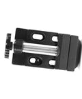 Premium Aluminum Mini Bench Vise Heavy Duty Clamping Vice With Hella Smooth Pivot And Locks Down Tight on a workbench clamp detail.