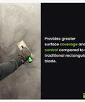 Worker using Stainless Steel Plaster Trowel With Trapezoid Blade, 9.4 By 4.7 Inch Venetian Plaster Tool for smoothing wall surface.