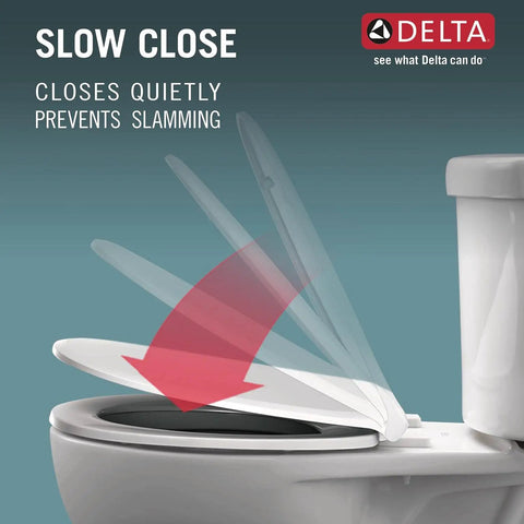Elongated Slow Close White Toilet Seat With Non Slip Bumpers For Quiet No Slam Soft Close Action And Easy Installation