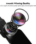 3 In 1 Phone Camera Lens Kit With 198 Degree Fisheye, 120 Degree Wide Angle And 20x Macro, clip-on, optical glass layers close-up