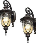 18 Inch Outdoor Porch Wall Light Fixture Bronze Exterior Lantern Two Pack Vintage Sconce with Clear Seeded Glass