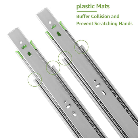 Heavy Duty 16 Inch Drawer Slides Set Of 3 Pairs Full Extension Under Mount Ball Bearing Silver Finish close-up view