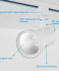 18W Dimmable LED Track Heads Pack of 4 1400LM CRI90 Single Circuit H Track Lighting showing aluminum housing and rotation features.
