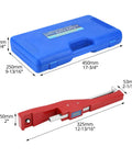 QWORK Tube Bender Kit For Soft Copper And Aluminum Pipes Ratchet Style Bending Tool 1/4 To 7/8 Inch with blue carrying case and red tool.