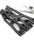 CNC aluminum swing arm parts from Traxxas X-Maxx 1/5 RC Upgrade Parts Kit For 6S 8S Monster Truck with screws and metal rods.