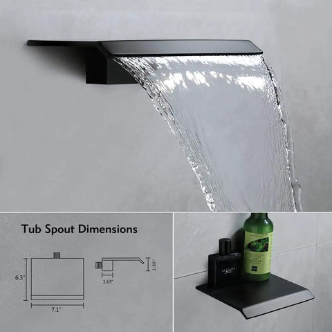 Dope Matte Black Wall Mount Bathtub Faucet With Seven Point One Inch Waterfall Spout Easy Install Tub Filler for modern baths