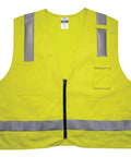 GloWear 8262FRZ Flame Resistant Hi Vis Safety Vest With Reflective Strips Solid Front Mesh Back Lime Green ANSI ISEA 107-2020 CAT 1