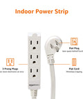 Flat Plug Space Saving 6 Foot Indoor 3 Prong Power Strip Extension Cord Grounded 13 Amps 1625 Watts 125 Volt White 2 Pack