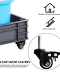 Non-slip silent casters detail on Cleaning Tool Tower On Wheels With Mop Holder, Umbrella Stand, Drip Tray And Tool Storage Rack