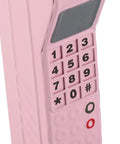 Kickass Vintage Cellphone Prop Cast From Heavy Duty Iron Serving Major Eighties Brick Phone Throwback Aesthetic Optimal For Film Productions Social Media Shoots And Cool Room Accents, showing pink keypad and vintage design.