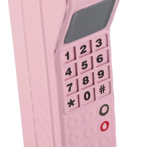 Kickass Vintage Cellphone Prop Cast From Heavy Duty Iron Serving Major Eighties Brick Phone Throwback Aesthetic Optimal For Film Productions Social Media Shoots And Cool Room Accents, showing pink keypad and vintage design.