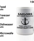 15oz White Sailor Coffee Mug For Boaters And Lake Lovers Funny Sailboat Gift Perfect For Sailors, Captains, And Boat Fans On The Go Morning Coffee Essential with anchor design and safety icons