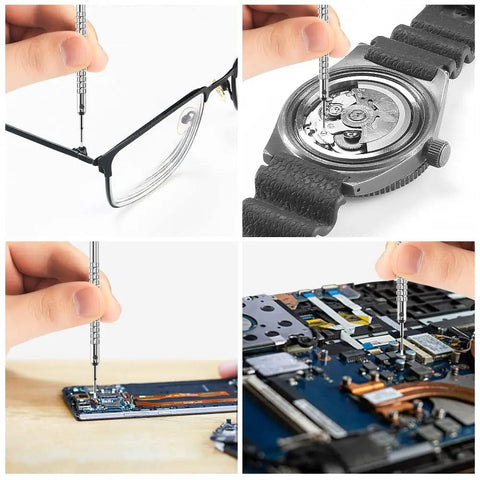10 Pcs Precision Slotted And Phillips Watch Screwdriver Set With 20 Extra Replacement Blades used for eyeglass, watch, and electronics repair