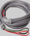 Non Metallic Conduit Whip 6-12-6NM Half Inch By Six Foot AWG Ten THHN Liquid Tight Flexible Kit coiled in gray