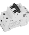 2P Low Voltage DC Miniature Circuit Breaker For Solar Panel Grid Systems 25A showing front view with black switch.