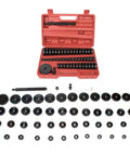 52 In 1 Custom Bushing Driver Tool Set Pro Grade All In One Kit With 49 Interchangeable Discs displayed in red case
