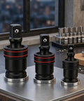 Get Your Car Running Smooth With This 3 Piece Swivel Socket Set Featuring 1/2, 3/8, And 1/4 Inch Drive Sizes Perfect For Tight Spaces With Ball Joint Adapter And Chrome Steel Build For Pros. 3-piece chrome steel swivel socket set with 1/2, 3/8, and 1/4 inch drives