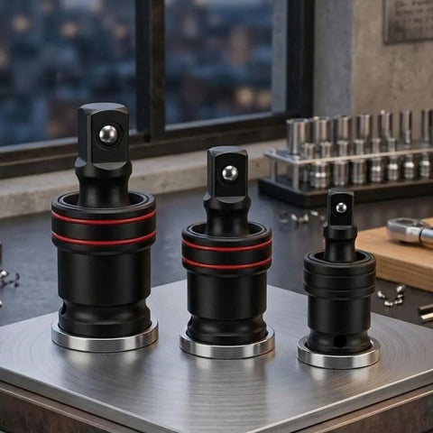 Get Your Car Running Smooth With This 3 Piece Swivel Socket Set Featuring 1/2, 3/8, And 1/4 Inch Drive Sizes Perfect For Tight Spaces With Ball Joint Adapter And Chrome Steel Build For Pros. 3-piece chrome steel swivel socket set with 1/2, 3/8, and 1/4 inch drives