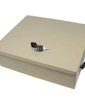 Beefy Heavy Duty Fire Retardant Steel Security Box With Keyed Lock Large Capacity Fits 9 By 12 Folders Double Insulated Portable Handle