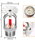 Built Tough 6 Piece Pendent Fire Sprinkler Heads 3/4 Inch 155 Degree Quick Response Brass Bodies With NPT Thread, detailed view showing dimensions.