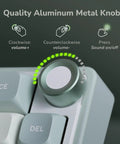 Gasket Mount 60 Percent Wired Mechanical Keyboard Hits Different With Hot Swap Linear Switches Smooth Pbt Keycaps And Rgb Backlight And Programmable Knob For Your Desk showing quality aluminum volume knob with controls.