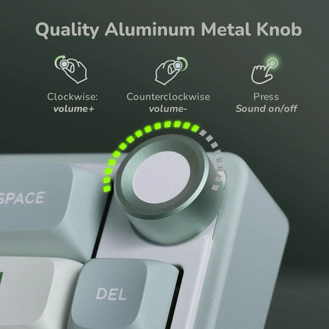 Gasket Mount 60 Percent Wired Mechanical Keyboard Hits Different With Hot Swap Linear Switches Smooth Pbt Keycaps And Rgb Backlight And Programmable Knob For Your Desk showing quality aluminum volume knob with controls.