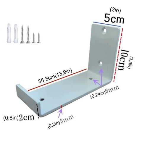 No Sweat Install Wall Mount Shelf Brackets 2 Pack Hella Heavy Duty L Shaped Metal Floating Braces With No Slip Lip And Included Hardware Clean White Finish, showing dimensions and included hardware.