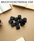 12 Pack Plastic Tape Dispenser Replacement Cores, No Sweat Install, Smooth Tape Application, Durable Spare Parts For Home Office, School And Desk Supplies black plastic cores on desk