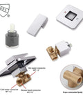 Chrome Shower Faucet Set With Rough In Valve And 8 Inch Square Shower Head components, brass concealed body, CUPC certified.