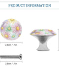 Colorful Watercolor Daisy Cabinet Knobs 2 Pack Aluminum Alloy Drawer Pulls with size and screw details
