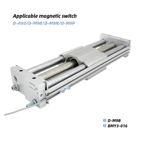 Magnetically Coupled Rodless Slider Actuator With Smooth Linear Motion For No-Nonsense Automation, Assembly, Packaging, And Material Handling, CY1S15-600Z Series, Bore Sizes CY1S15 To CY1S40, Stroke 50Z To 600Z, Low Maintenance Slide Bearing with magnetic switch