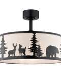 HomeStock Acadia 20-inch Indoor Ceiling Fan with Dimmable Light Kit and Remote Control featuring a nature-themed black silhouette design.