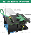 Pro Precision Mini Table Saw And Bench Lathe For Jewelry Making with 1950W motor, acrylic board, and variable speed control.