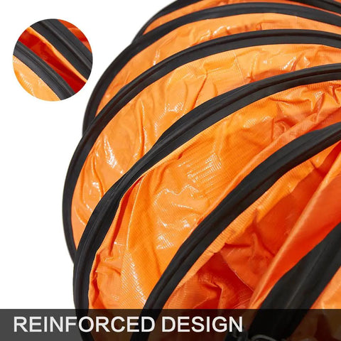 Flexible PVC Duct Hose For Your HVAC Setup Flame Retardant Hard Wearing Beefy Heavy Duty Ventilation Ducting, close-up of orange material