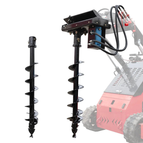 Heavy-Duty Auger Attachment For Mini Skid Steer Loader With 5.9 Inch And 7.87 Inch Drill Bits Hydraulic Post Hole Digger