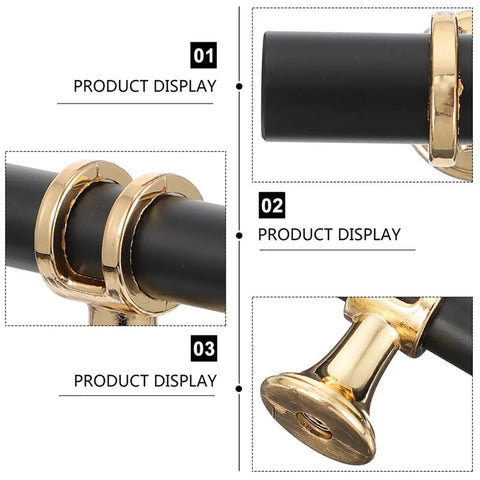 Close-up of 10 Piece Black Zinc Alloy Cabinet Handles And Drawer Pulls with gold accents, sleek modern design details