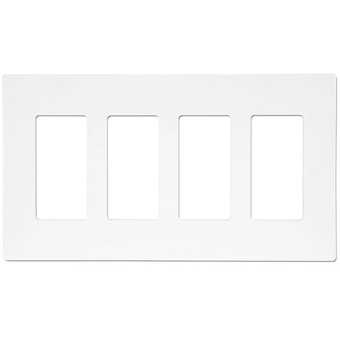 Screwless Decorator Wall Plates for 4-Gang Outlets, Kid Safe Covers, Unbreakable Polycarbonate Thermoplastic, 4.68 in H x 8.30 in L, Glossy White SI8834-W
