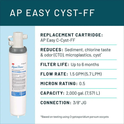 Under Sink Full Flow Water Filter System Cyst FF That Knocks Out Chlorine Funky Taste And Odor Asbestos Lead Mercury Cysts