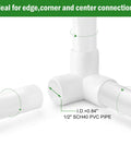 3-Way PVC Pipe Fittings Half Inch White SCH40 Furniture Grade Tee Elbow Corner Connectors for DIY Projects
