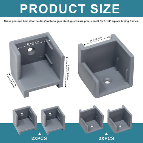 Real Badass Pontoon Boat Gate Door Holder Kit With Left And Right Hinge Latch Stoppers Tight Fit For One Inch Quarter Square Tubing gray pinch guards.