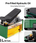 10,000 Psi Air Hydraulic Pump With Foot Pedal And Six Point Six Foot Hose showing metal housing, sealing ring, and vent screw