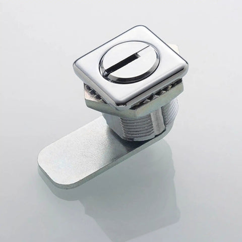 Durable Cam Lock Built Tough For Cabinets And Drawers, Fits Door Thickness 1 To 10mm, silver finish, side view