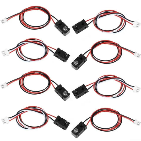 Infrared Break Beam Sensor Module Kit 5 Pack For Arduino DIYers with 3mm LEDs 20x10mm black housing and cable lengths 30cm 50cm 100cm.
