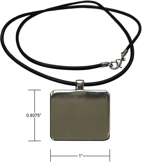Molokai Sunset Outrigger Canoe Pendant Necklace With 1x1 Inch Rectangle Charm On A 17 Inch Black Rubber Cord Silver Tone Lobster Clasp