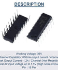 L293D Four Channel Motor Driver Module DIP16 for Arduino DIY Projects, close-up view of two 16 pin ICs with specs in text